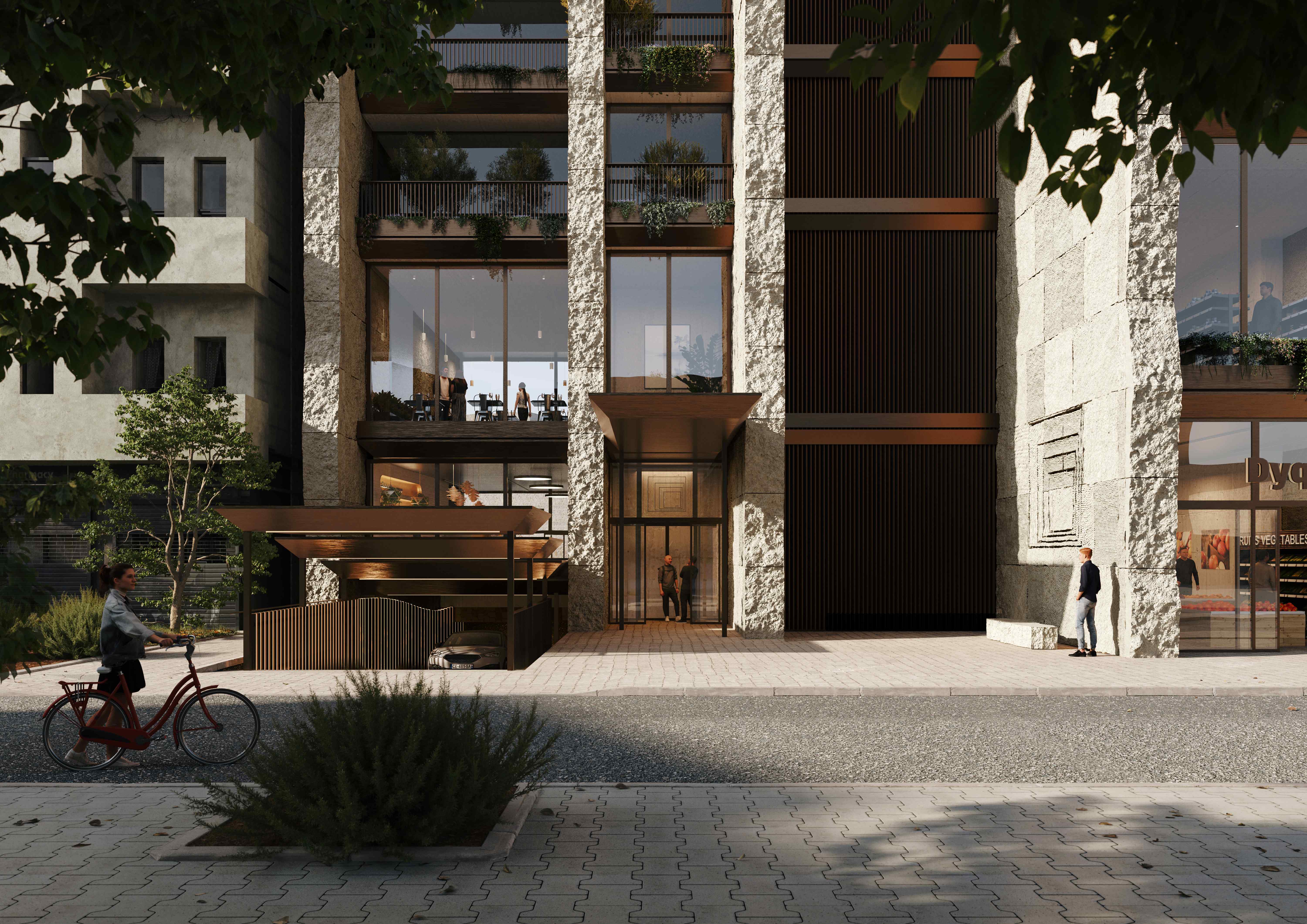 Guri Tower entrance and street level access