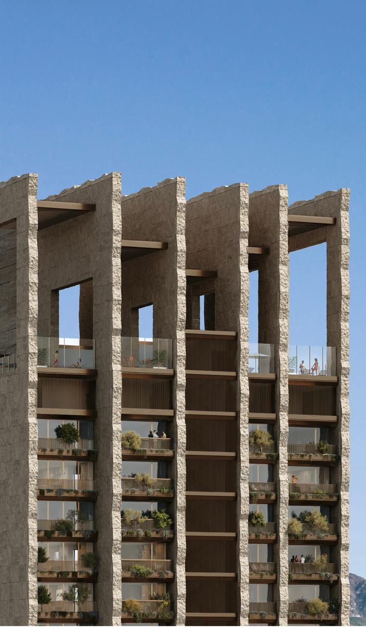 Guri Tower rooftop terrace with stone columns